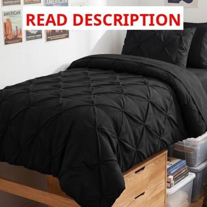 HIMEET Twin XL Comforter Set Black - 5 Pieces