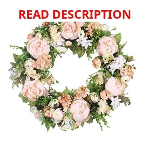 Artificial Peony Wreath for Front Door Decor