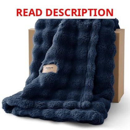 Bedsure 3D Fleece Bubble Blanket - Navy 50x60