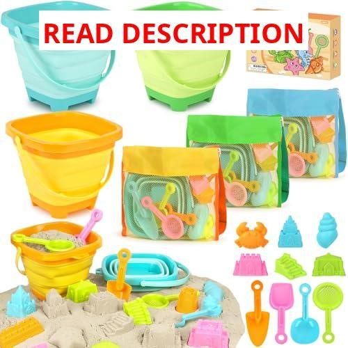 Beach Toys for Kids: 3 Buckets & Shovels