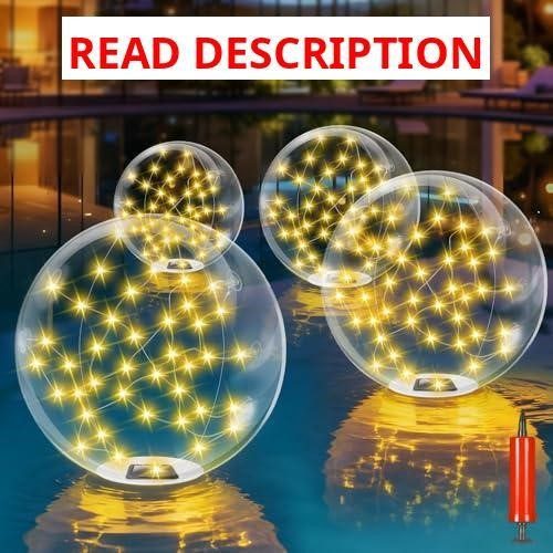 2-Pack Floating Pool Lights 15" Solar Ball