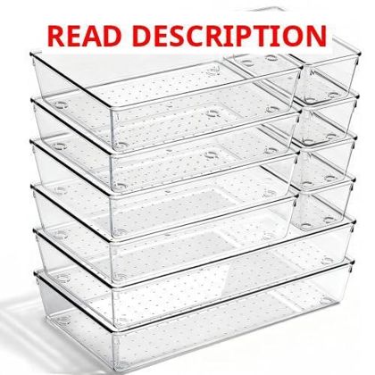 10 Pack Large Drawer Organizer Bins