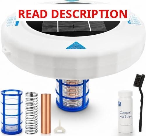 Upgraded Solar Pool Care Device for 45k Gal