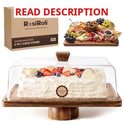 Acacia Wood Cake Stand with Lid 0.8" Thick