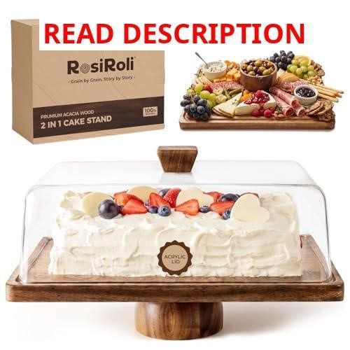 Acacia Wood Cake Stand with Lid 0.8" Thick