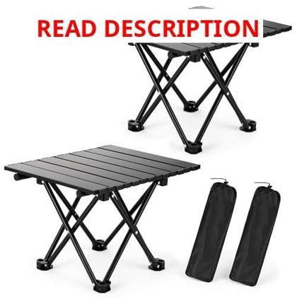 2 Pack Foldable Beach Table Black-S