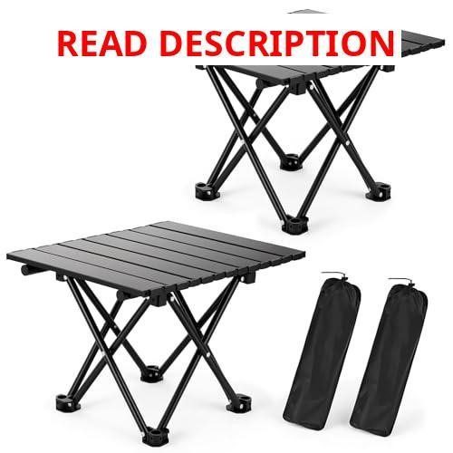 2 Pack Foldable Beach Table Black-S