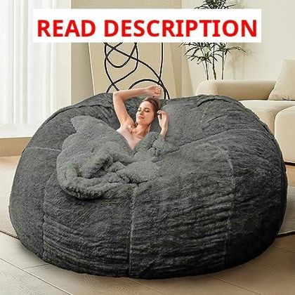 HDMLDP Bean Bag Chair COVER 5FT Dark Grey