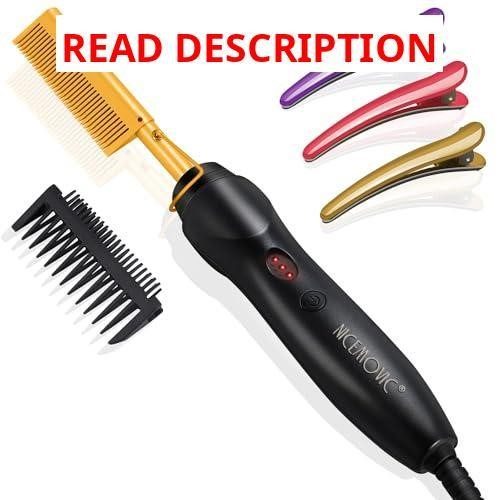 NICEMOVIC Ceramic Hair Straightener Comb gold