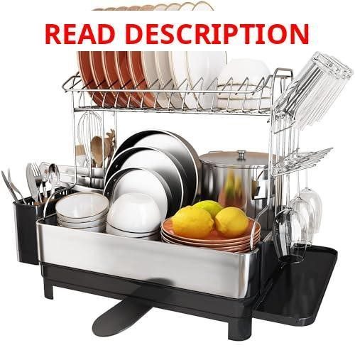BOOSINY 2-Tier Stainless Dish Rack with Drain