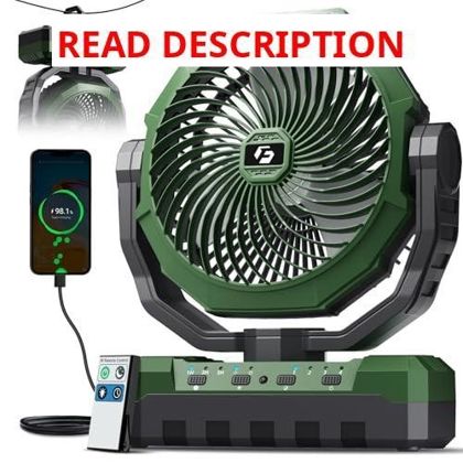 FRIZCOL 3-in-1 Camping Fan with Light Remote