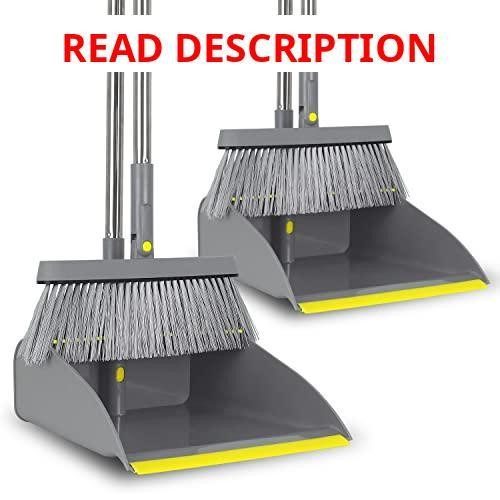 2-Pack Broom & Dustpan Set 48" Handle Grey