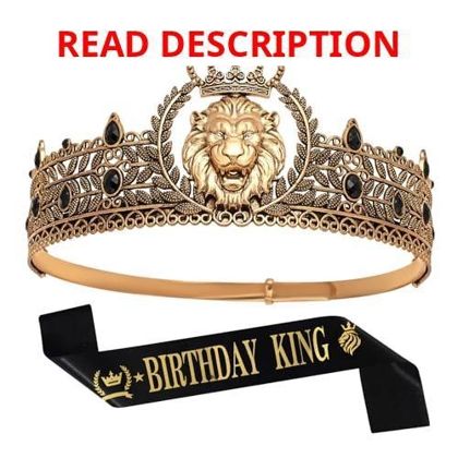 King Crown and Birthday Sash Gold Tiara