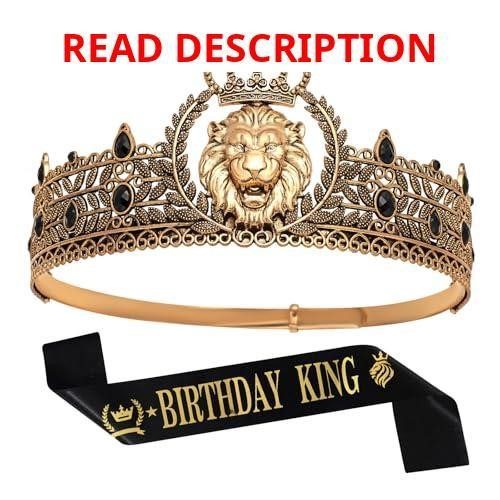 King Crown and Birthday Sash Gold Tiara