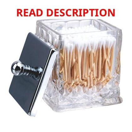 15oz Clear Q-Tip Holder   Glass & Metal Lid