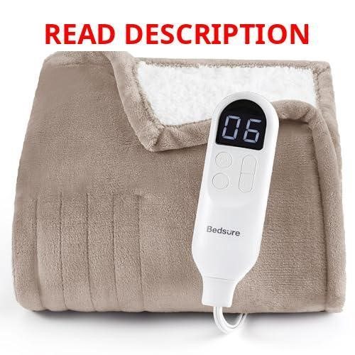 Bedsure Heated Blanket Throw Soft Taupe