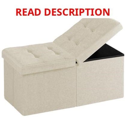30-Inch Storage Ottoman Bench Beige