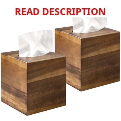 2 Pack Wooden Tissue Box Cover   Acacia Wood