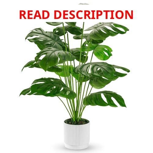 Der Rose 28" Fake Monstera Plants in White Pot