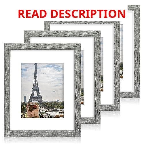 Hongkee 11x14 Frame Set of 4 Glass Grey Wood