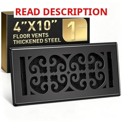 4x10 Floor Register 1-Pack Black Vent Cover