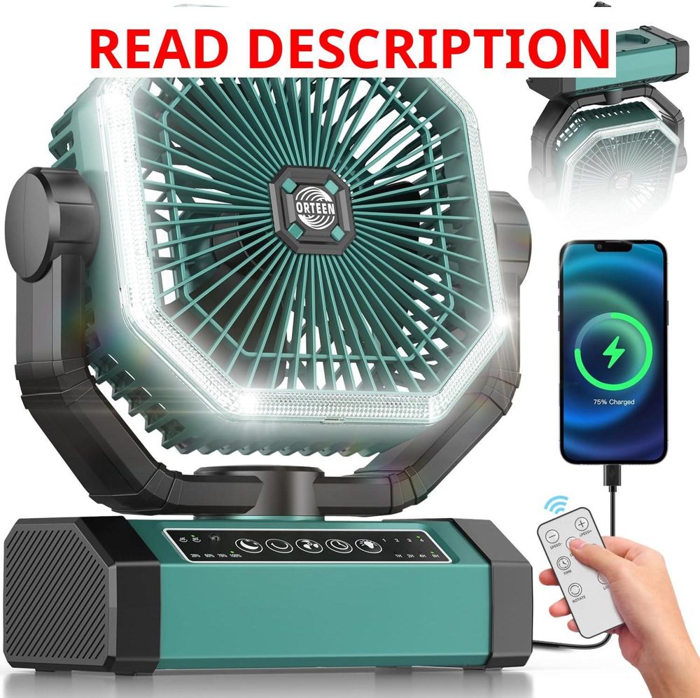Portable Rechargeable Fan 9-Inch Camping Fan