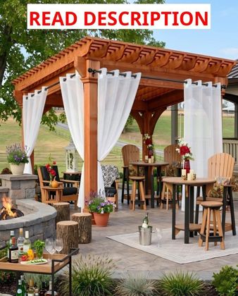White Outdoor Sheer Curtains Patio 54x84 4Pcs