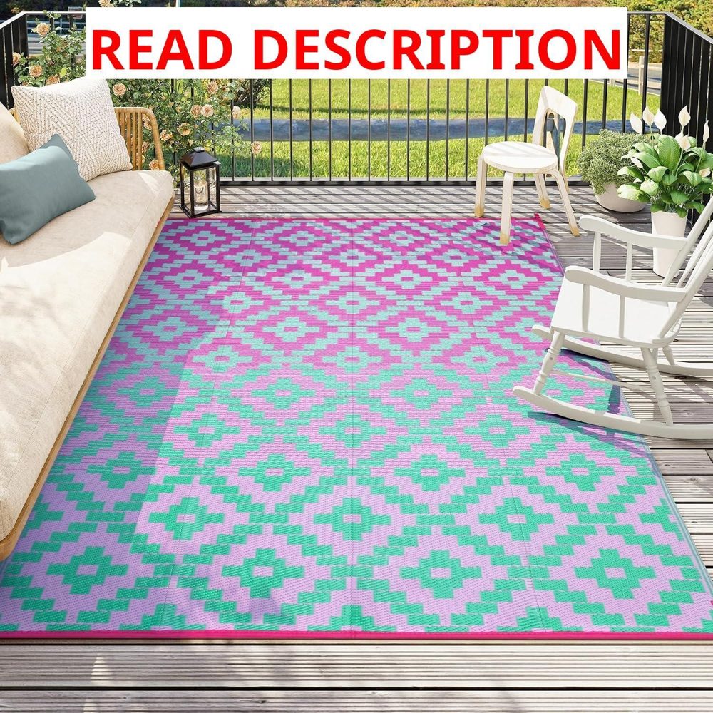 Anidaroel Ombre Outdoor Rug 8x10 Reversible
