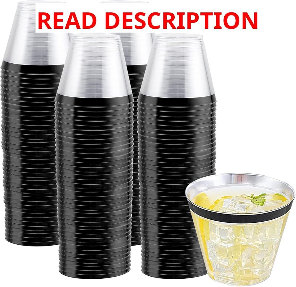 WELLIFE 120 PCS Black Plastic Cups 9 oz