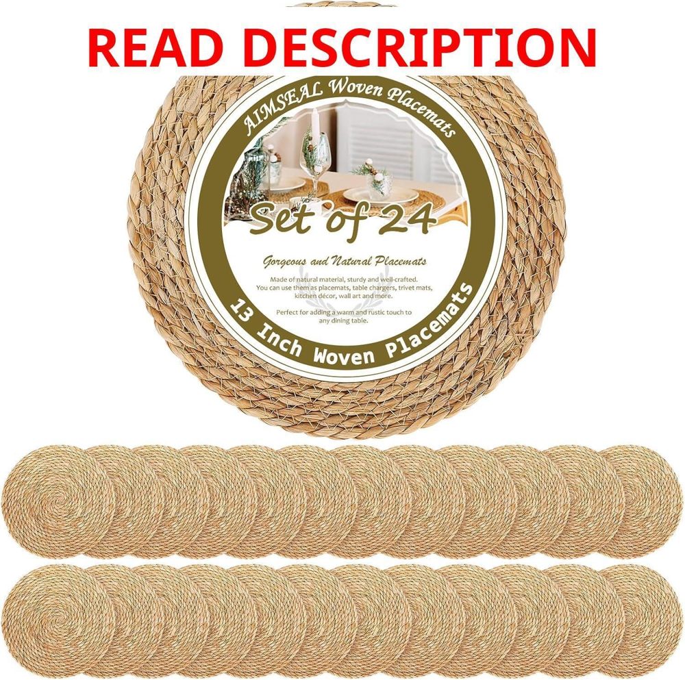 Boho Woven Jute Placemats Set of 24
