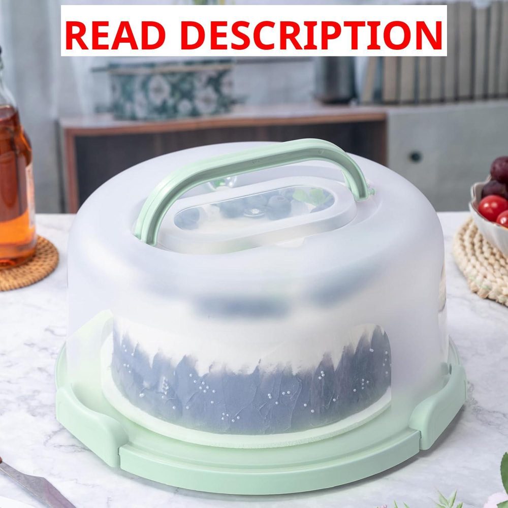 Plastic Cake Carrier with Handle Pink (Green)