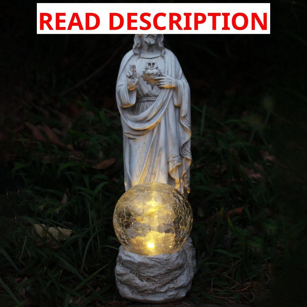 Jesus Statue with Solar Lights Garden Figure