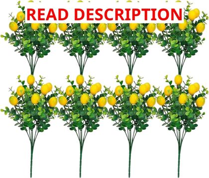 8Pk Artificial Lemon Branches Decor Greenery