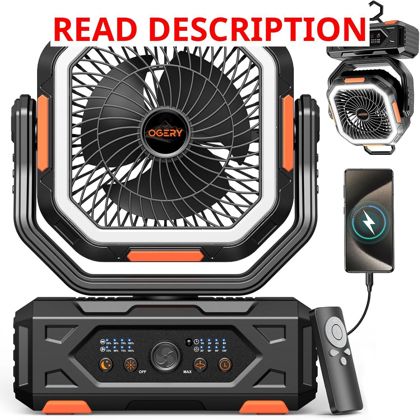 OGERY Portable Fan 30000mAh USB Camping Fan