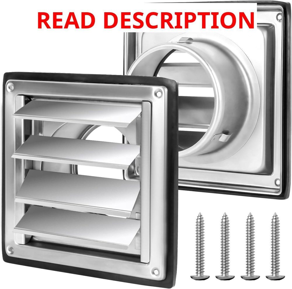 4" Metal Dryer Vent Cover Louvered Stainless