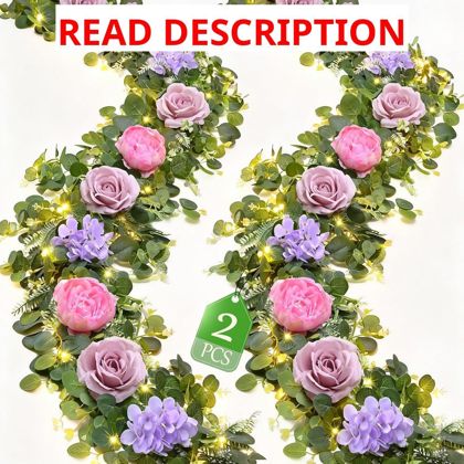 Livole 2Pcs 12 Ft Flower Garland with Light