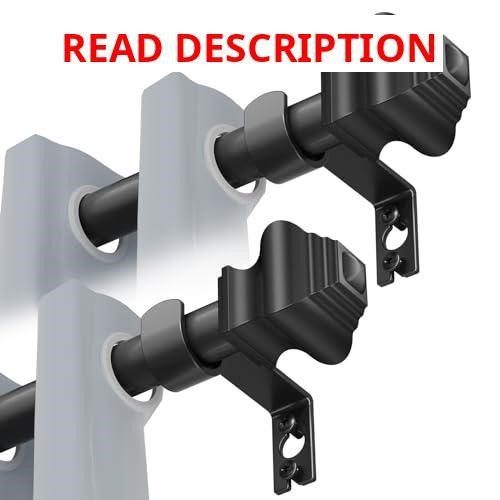 Curtain Rods 2 Pack 36-124" Matte Black 5/8"