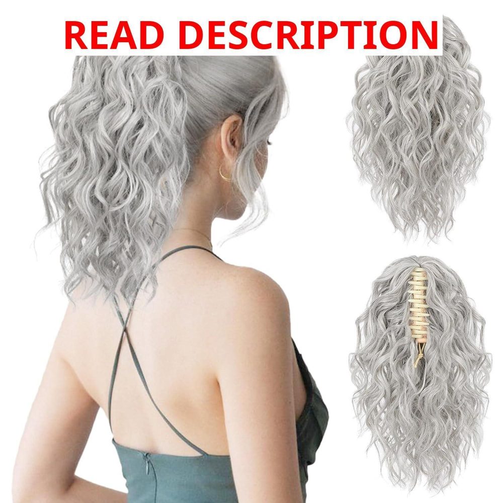 Ponytail Extension 12" Clip-in Grey/Silver