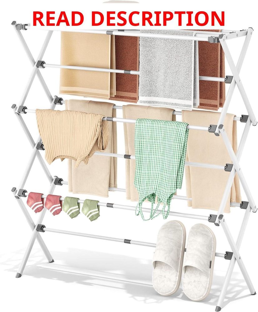 3-Tier Foldable Clothes Drying Rack White