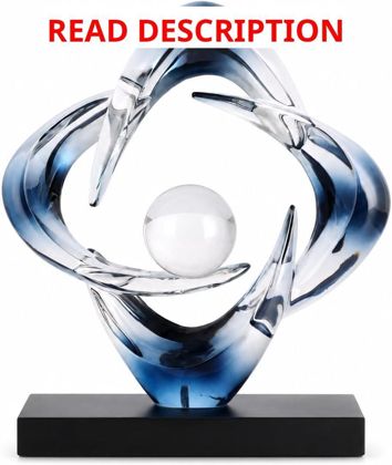 Abstract Art Resin Sculpture Gold Blue Statue
