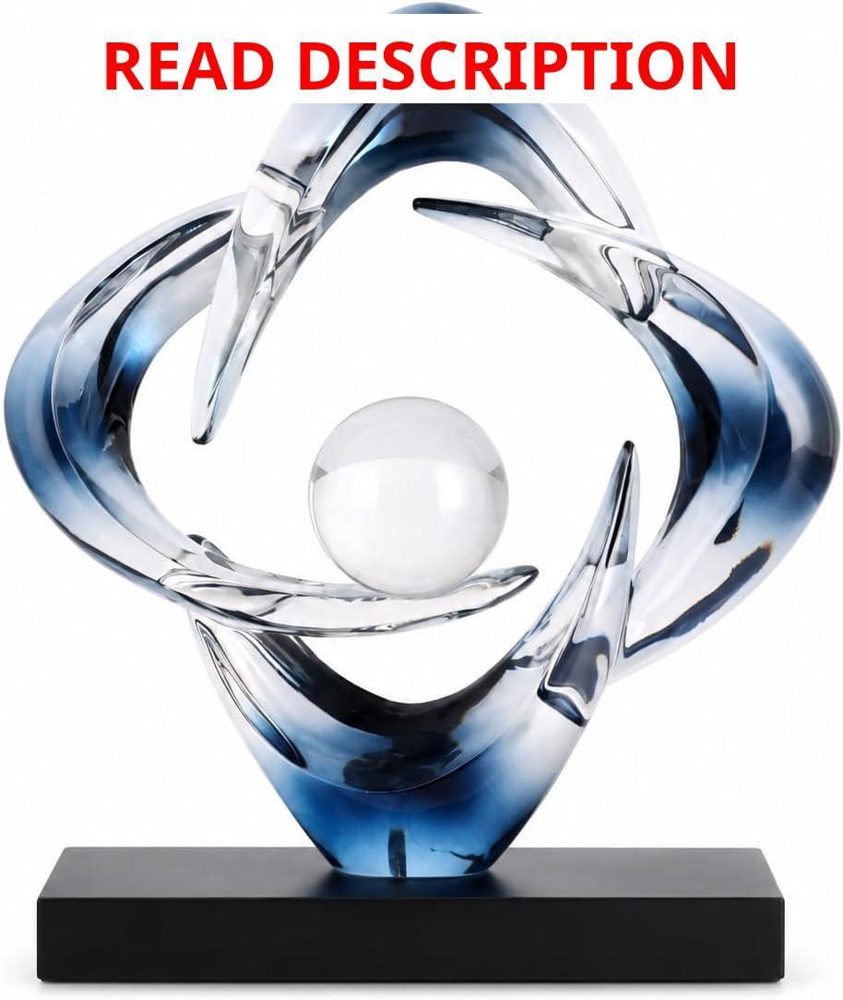 Abstract Art Resin Sculpture Gold Blue Statue