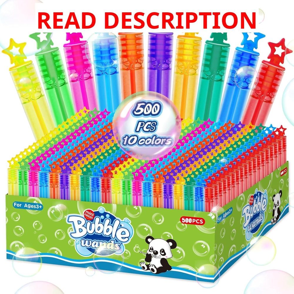 500 Piece Mini Bubble Wands in 10 Colors