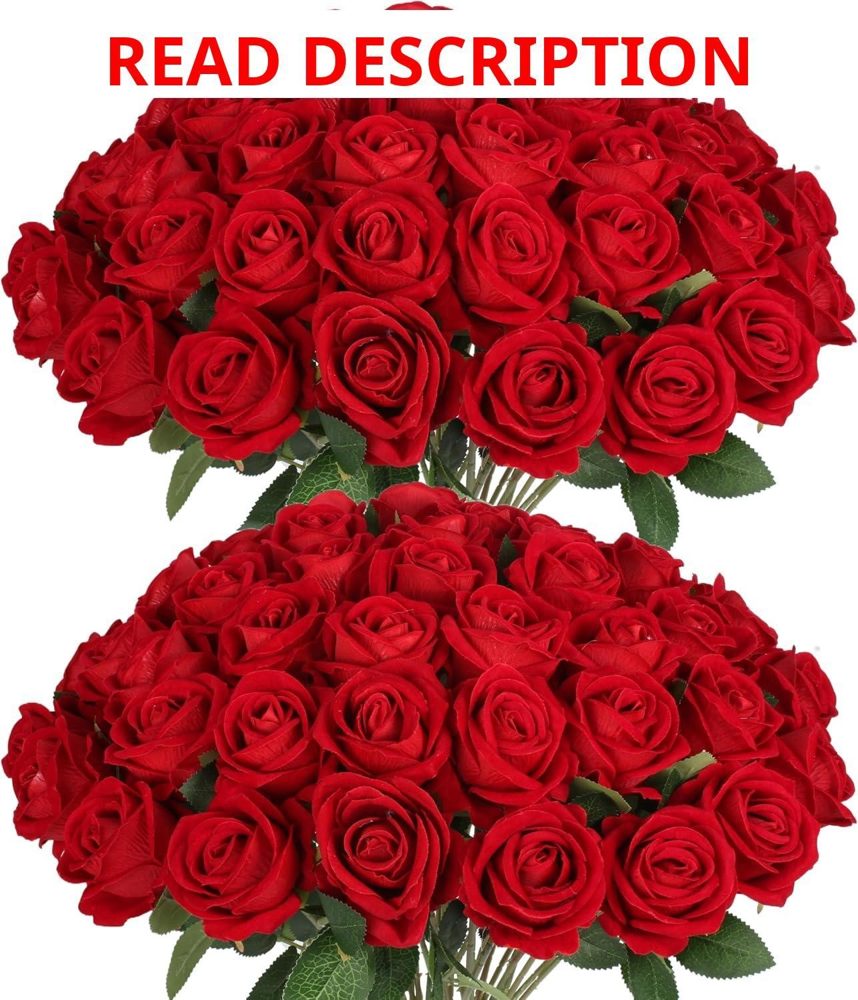 50Pcs Fake Red Roses Artificial Flowers