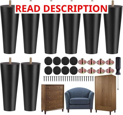 TURSTIN 8 Pcs Furniture Legs 6" Black