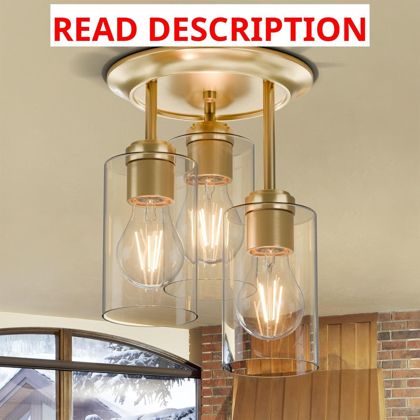 Kalium 3-Lights Semi Flush Mount Light Gold