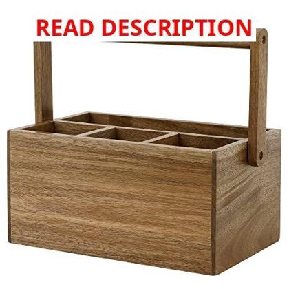 VaeFae Acacia Silverware Caddy with Handle