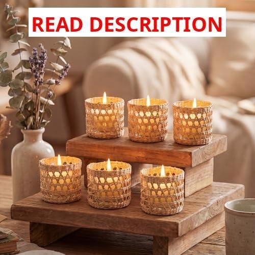 Wicker Rattan Tealight/Votive Holder 6 Pack