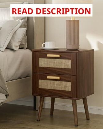 Masupu Rattan Night Stand 2-Drawer End Table