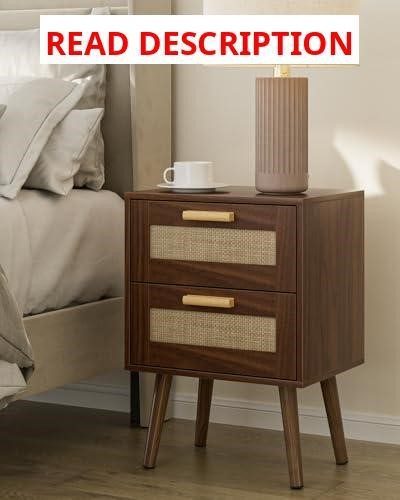 Masupu Rattan Night Stand 2-Drawer End Table