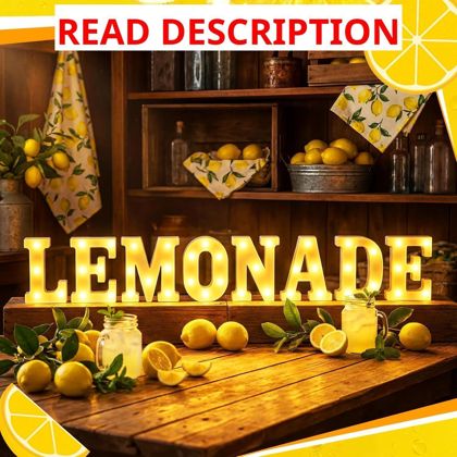 Ganeen 6 Pcs Lemonade LED Letter Lights Sign